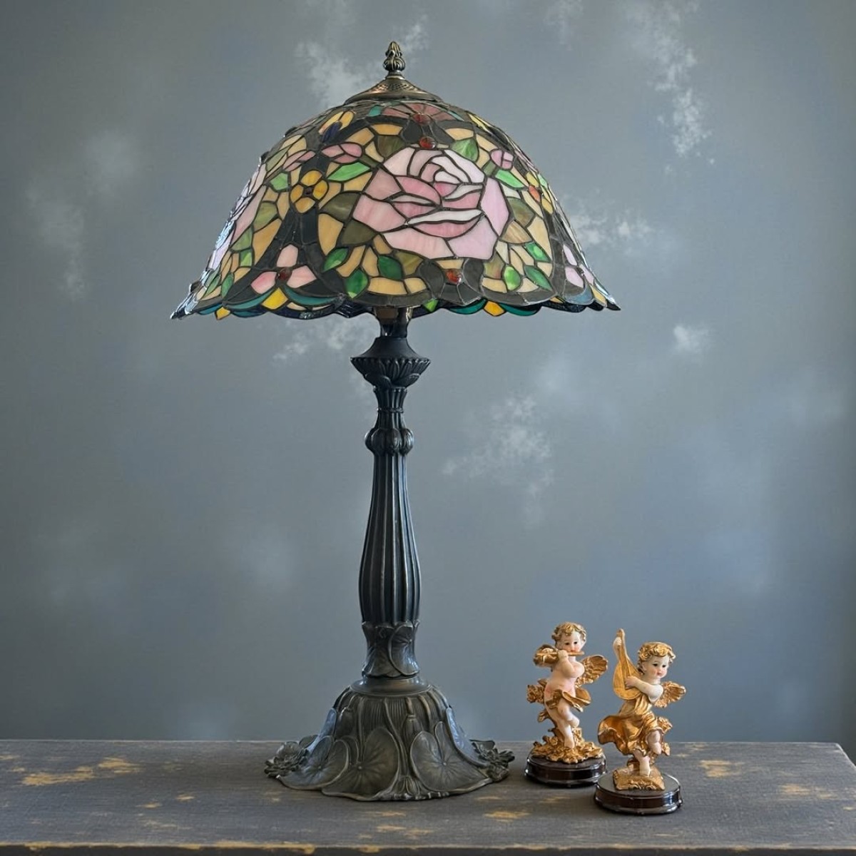 1970’ler Alman Üretimi Tiffany Model Bronz Abajur