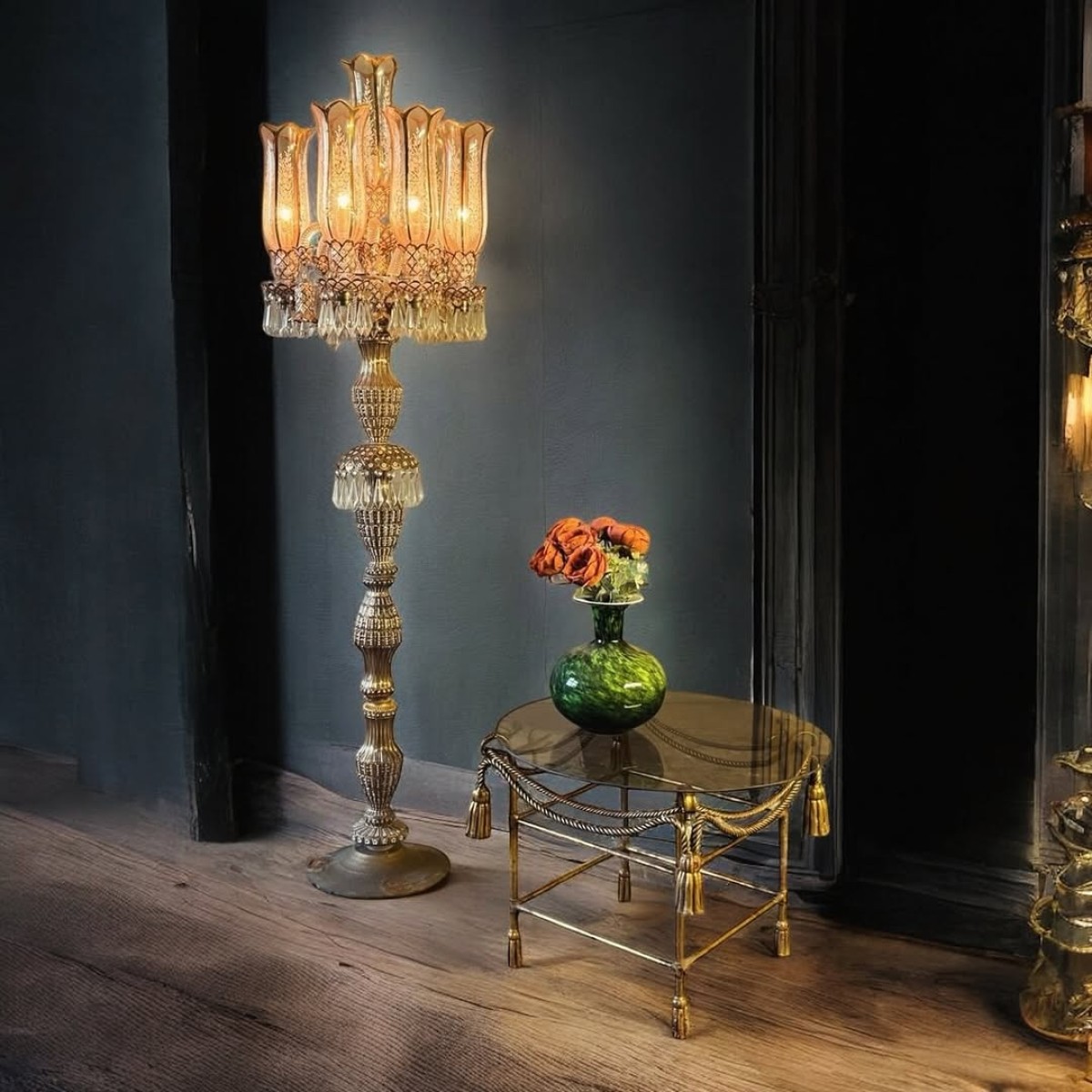 1940’lar Bohemia Kristal Lambader