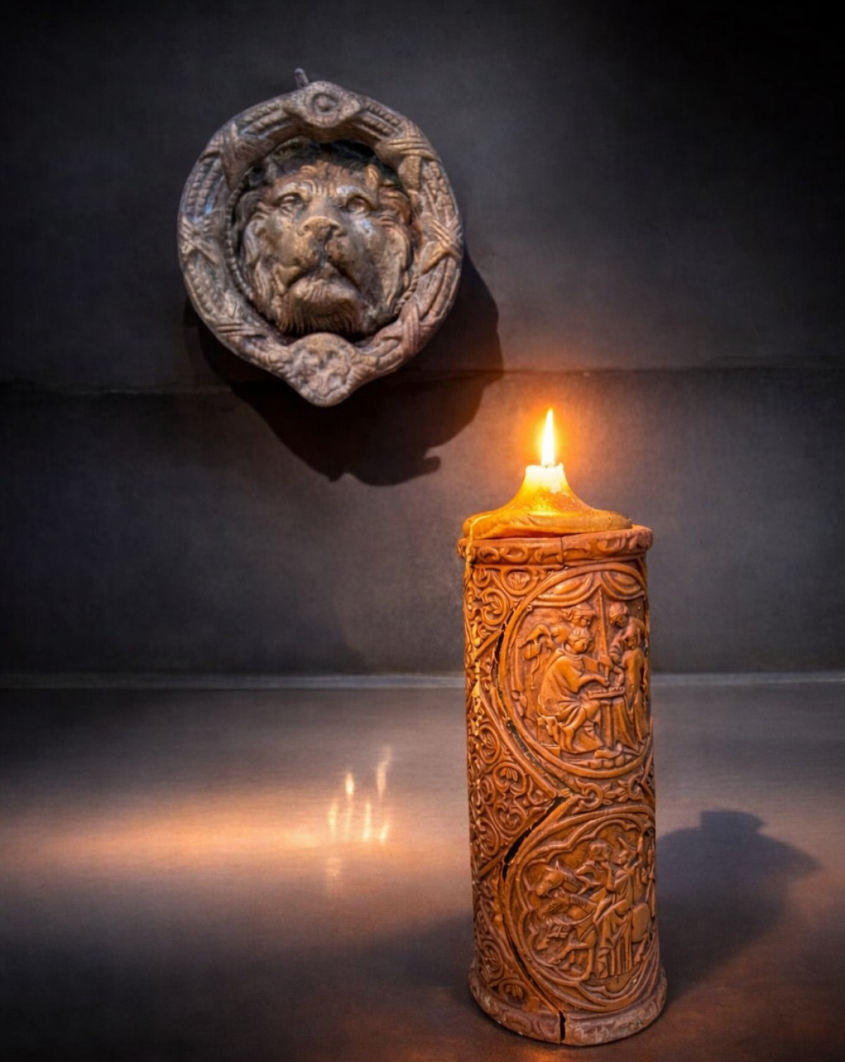 19. Yüzyıl İngiliz Bronz Aslan Başlı Tokmak