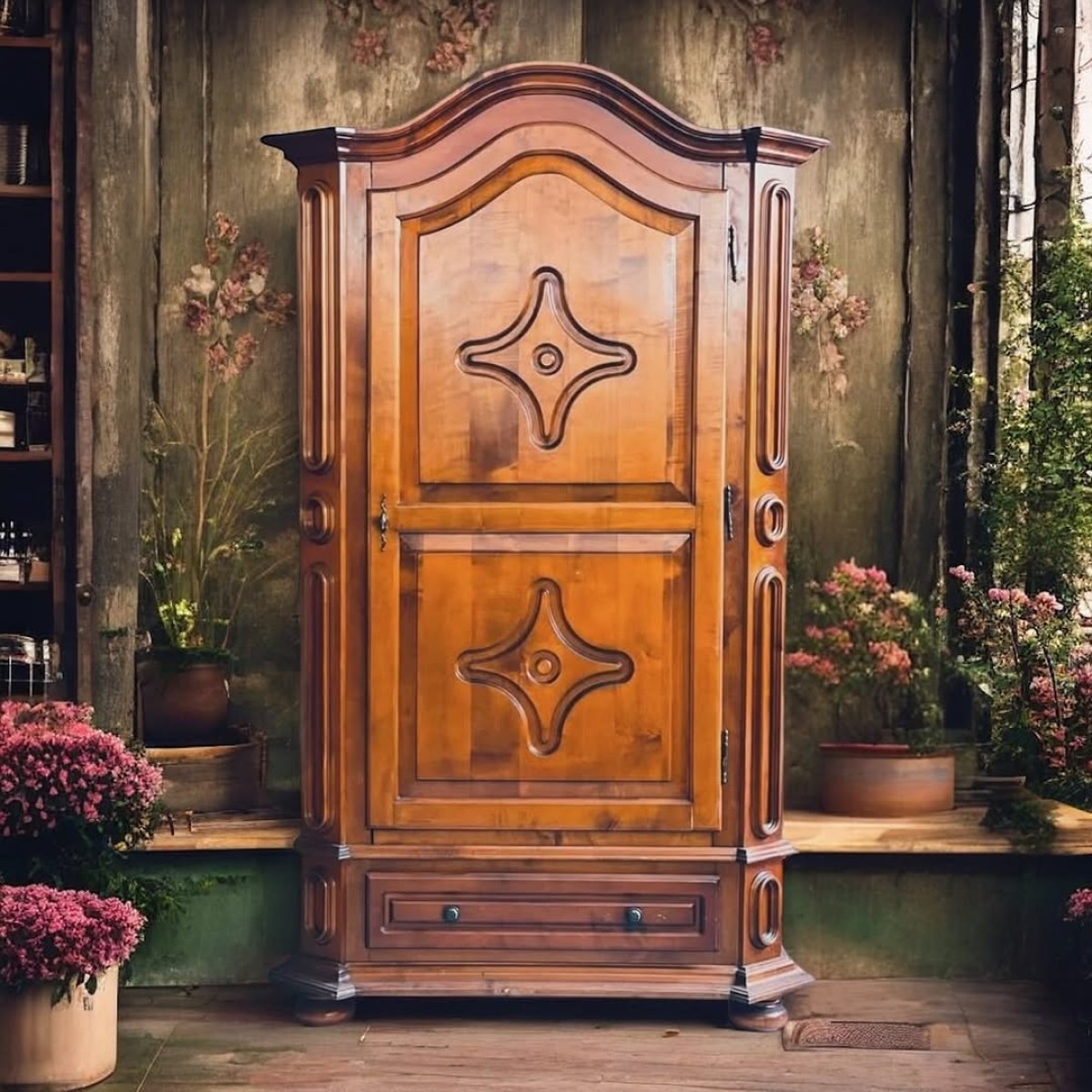 1960'lar Alman Masif Ahşap Gardırop