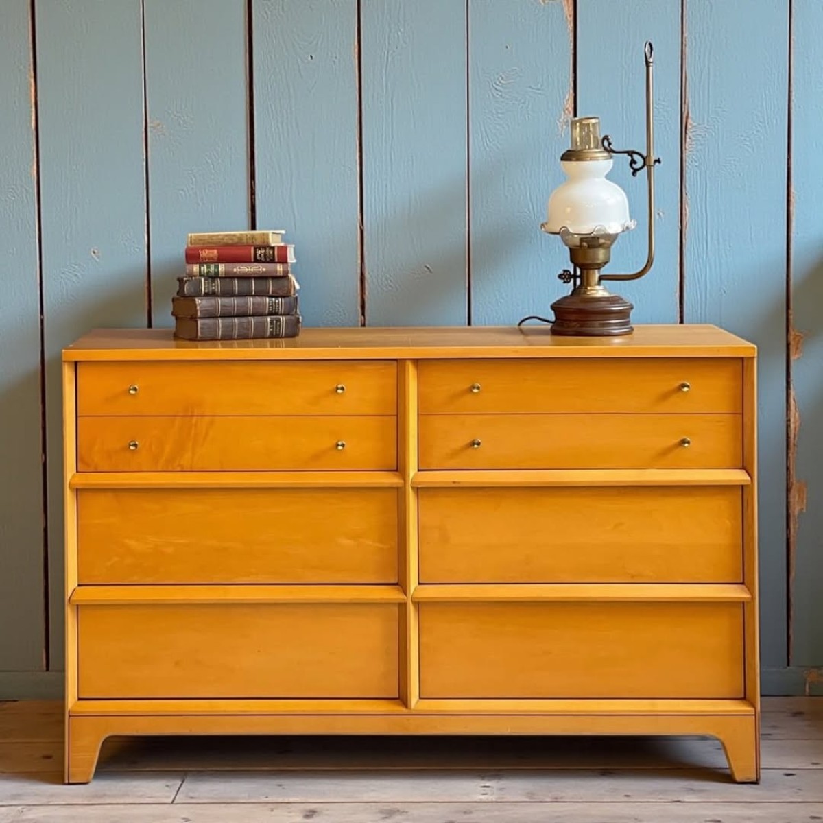 1960’lar Baumritter imzalı, storlu Mid-Century Modern şifonyer.