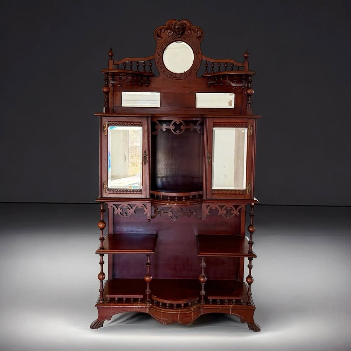 İngiliz Viktorya Stili Masif Maun Mini Büfe