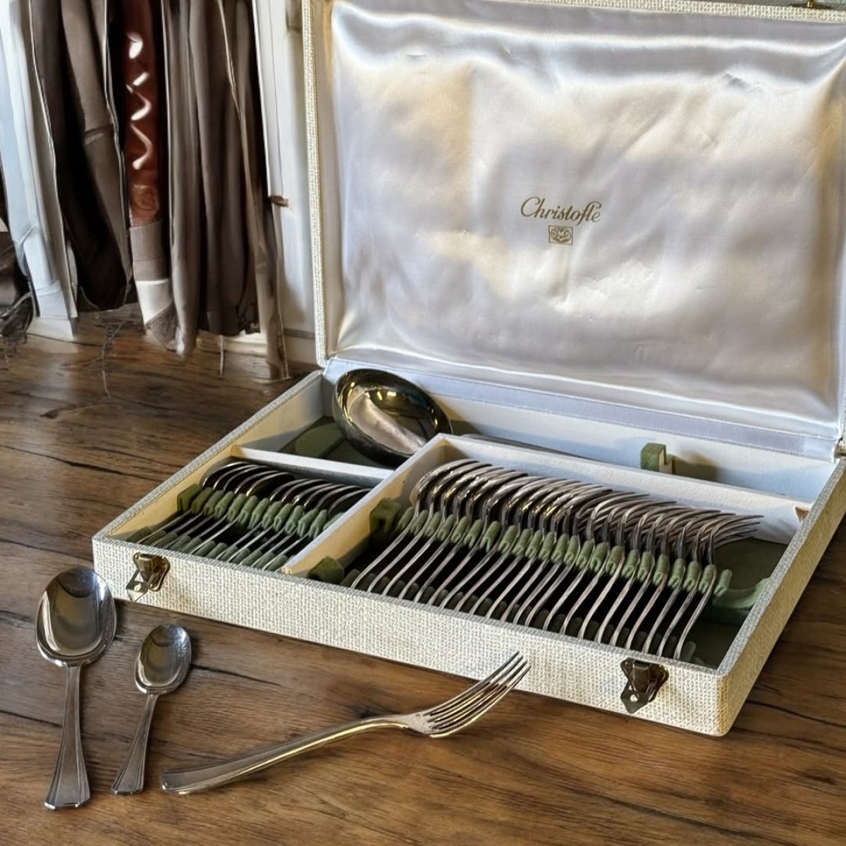 1940’lar Christofle "Boreal" Serisi Gümüş Kaplama Çatal-Bıçak Takımı