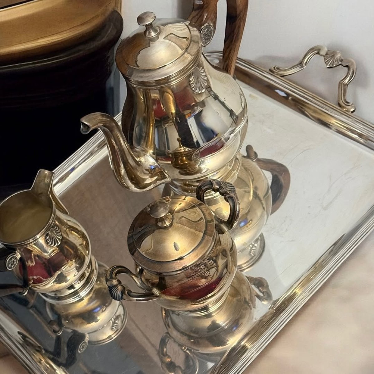 1940’lar Fransız Christofle Damgalı "Shell" Koleksiyonu Çay Seti